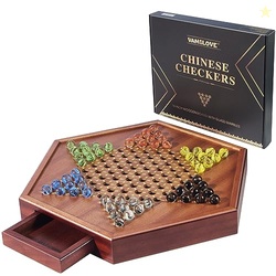 VAMSLOVE Chinese Checkers 15" Large Upgraded Version Wooden Game Board