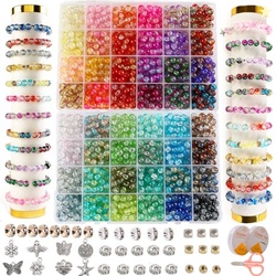 XJRLUK Glass Beads Bracelet Making Kit,1350PCS 48 Colors 8mm Crackle G