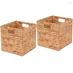 Water Hyacinth Storage Baskets 11x11x11 Inch Wicker Storage Cubes Set 