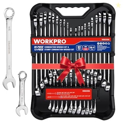 WORKPRO 32-Piece SAE & Metric Combination Wrenches Set, 20-Piece Stand