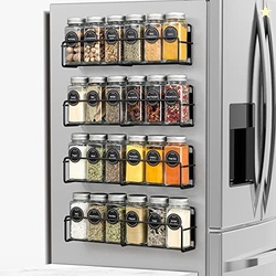 VITEVER Magnetic Spice Rack, 4 Pack, 24 Square Glass Jars with Lids, Q