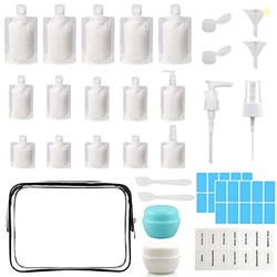 29 PCS Travel Size Refillable Empty Squeeze Pouch TSA Approved Travel 
