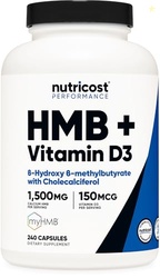 Nutricost HMB (1500mg) and Vitamin D3 (6000 IU) Supplement - 240 Capsu