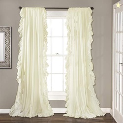 Lush Decor Reyna Ruffle Window Curtain Panel Set, Pair, 54" W x 84" L,