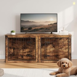 HOOBRO Dog Crate Furniture for 2 Dogs, 63" Large Double Dog Crate Furn