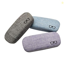 HSYMQ 3Pack Hard Shell Eyeglasses Case Protector Linen Fabrics Large G