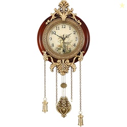 Aero Snail Dia 9-inch Retro Style Vintage Wood Indoor Wall Clock with 