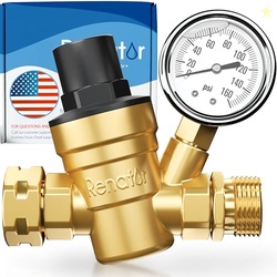 Renator RV Water Pressure Regulator for RV Camper. Brass Lead-free Adj
