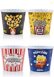 Modern Style Reusable Plastic Popcorn Containers / Popcorn Bowls Set f