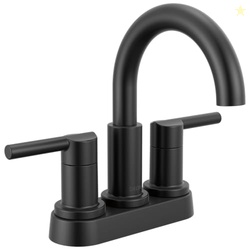 Delta Nicoli Centerset Matte Black Bathroom Faucet, 4 Inch 3 Hole Bath