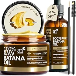 Batana Oil for Hair Growth  4Pc Set: Raw Batana oil 4oz + 4.2oz Paste 