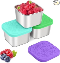 Stainless Steel Snack Containers for Kids7.2oz Easy Open Leak Proof Re