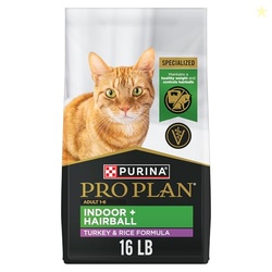 Purina Pro Plan Hairball Management, Indoor Cat Food, Turkey and Rice 