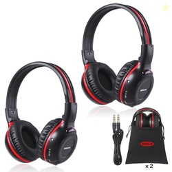 SIMOLIO 2 Pack of Wireless Car Headphones, 2 Channel IR Wireless Headp
