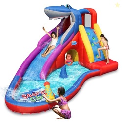 ACTION AIR Inflatable Water Slide, Red Shark Bounce House with Slide f
