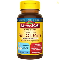 Nature Made Extra Strength Burp Less Fish Oil Omega 3 Supplements 1400