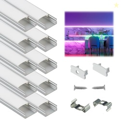Muzata 10Pack 3.3FT/1M LED Channel Aluminum U Shape Silver LED Strip D