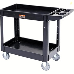 VEVOR Utility Service Cart, 2 Shelf 550LBS Heavy Duty Plastic Rolling 
