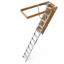 Aluminum Attic Ladder - Retractable Loft Stairs, Folding Pull-Down Des