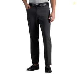 Haggar Men's Sport Travel Performance Straight Fit Flat Front 5 Pocket