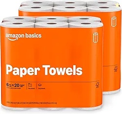 Amazon Basics 2-Ply Flex-Sheets Paper Towels 12 Basics Rolls = 40 Regu