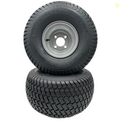 Set of 2 - Silver 20x10.00-8 Lawn Mower Tire and Rim