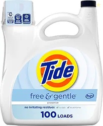 Tide Free & Gentle Liquid Laundry Detergent 100 Loads, 132 fl oz, Tide