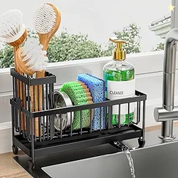 Cisily Sponge Holder for Kitchen Sink Sink Caddy Organizer with High B