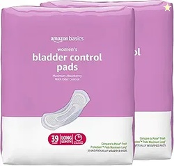Amazon Basics Incontinence Pads for Women Postpartum, Long, Maximum Ab