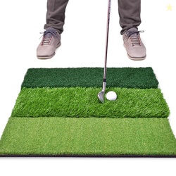 GoSports Tri-Turf XL Golf Hitting Mat  24x24 in Golf Practice Mat for 
