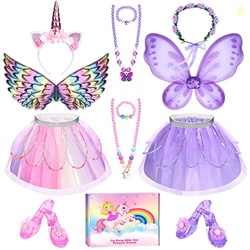 Princess Dress Up for Girls 3-6, Toddler Dress Up Clothes, Unicorn & F