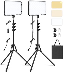 2 Pack LED Video Light with 63'' Tripod Stand, Obeamiu 2500-8500K Dimm