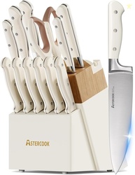 Knife SetAstercook Kitchen Knife Set with Block 14-Piece Full Tang Sta