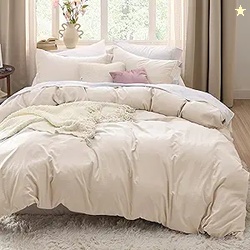 Bedsure Cream Duvet Cover King Size - 3 Pieces Prewashed Cotton-Like P