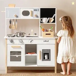 ROBUD Kids Play Kitchen - Wooden Toy Kitchen with Planting Box Montess