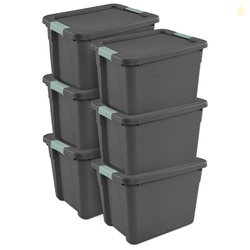Sterilite 6-Pack Latch Tote, Stackable Plastic Storage Container Bins 
