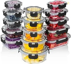 Razab 30 PC Glass Food Storage Containers with Lids - Reusable Glass M