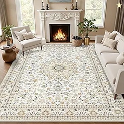 5x7 Area Rugs Living Room Rug: Washable Vintage Boho Rug No Slip Stain
