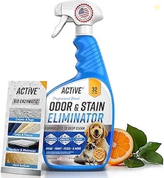Pet Odor and Stain Eliminator - 32 oz ACTIVE Enzyme Cleaner for Dog & 
