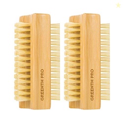 GREENTH PRO Bamboo Nail Brush2PCS Two-side Firm Nature Wooden Sisal Sc