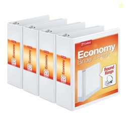 Cardinal Economy 3 Ring Binder, 3 Inch, Presentation View, White, Hold