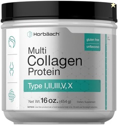 Horbach Multi Collagen Protein Powder 16 oz | Type I, II, III, V, X | 