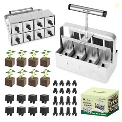 BlumWay Upgraded Soil Blocker, 8 Cell Seed Blocker 2 inch Quad Soil Bl