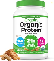 Orgain Organic Vegan Protein Powder Peanut Butter - 21g Plant Protein,