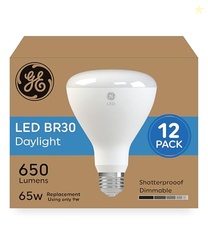 GE LED Light Bulbs, 65 Watt, Daylight, BR30 Indoor Floodlights (12 Pac