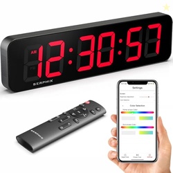 SERPHIX 15.2" Large Digital Wall Clock with Seconds, App & Remote Cont
