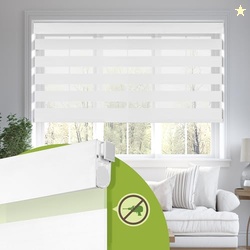 MoDanCeQ No Drill No Tools Cordless Dual Layer Zebra Blinds for Window