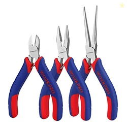 WORKPRO Mini Pliers Set, 3-Piece Small Pliers Tool Kit Includes 4 Diag