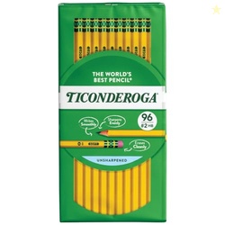 Dixon Ticonderoga Wood-Cased #2 HB Pencils, Box of 96, Yellow