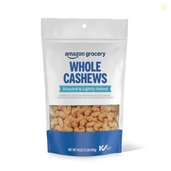 Amazon Grocery, Whole Cashews, Roasted & Lightly Salted, 16 Oz (Previo